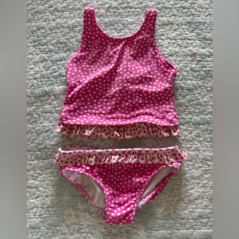 Florence Eiseman Pink and White Polka Dot Girls Kids Bikini
